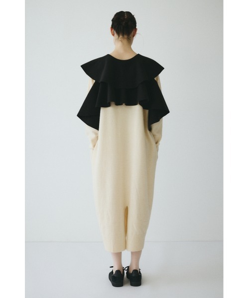 未使用★ヘリンドットサイ ラッフル ニットドレス ワンピース ロング ブラック HeRIN.CYE（ヘリンドットサイ）の「Ruffle knit dress ラッフルニット