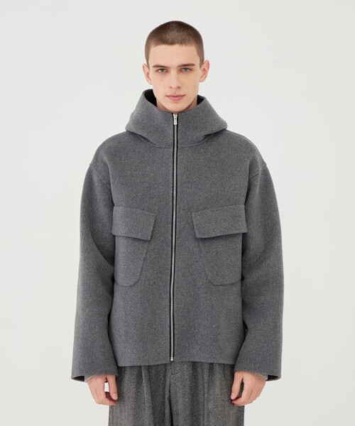 GALERIE VIE フード付きジャケット グレー GALERIE VIE（ギャルリー ヴィー） コート ジャケット ウールカシミヤ
