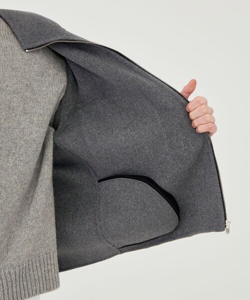 GALERIE VIE フード付きジャケット グレー GALERIE VIE（ギャルリー ヴィー） コート ジャケット ウールカシミヤ