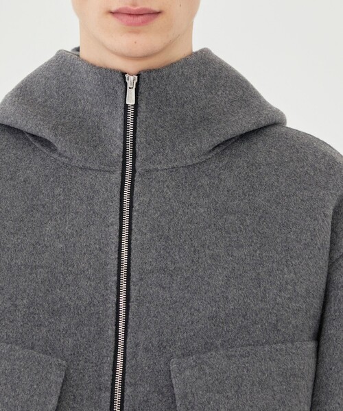 GALERIE VIE フード付きジャケット グレー GALERIE VIE（ギャルリー ヴィー） コート ジャケット ウールカシミヤ
