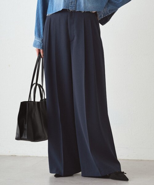 Loungedress ラウンジドレス フィブリルリラックスパンツ　ネイビー Loungedress（ラウンジドレス） パンツ セミワイドパンツ レディース