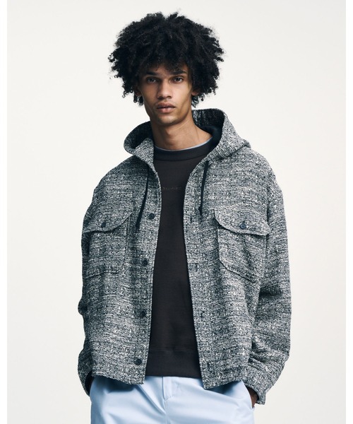 ブルゾン アウター FANCY TWEED HOODED SHIRT メンズ レディースの画像