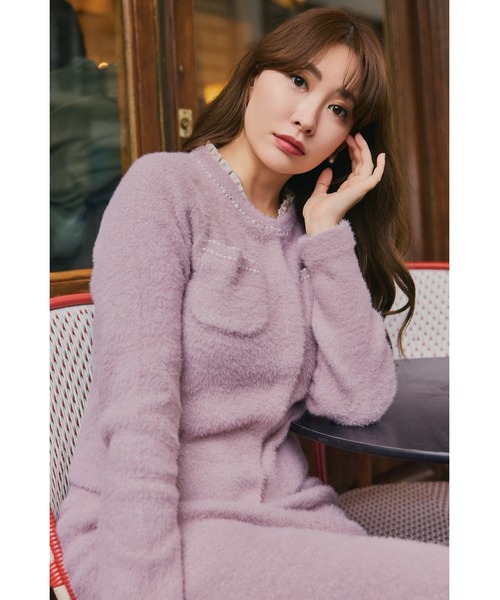 美品 セットアップ JUN & ROPE GOLF ニット ピンク レディース Her lip to セットアップ Corinthia Shaggy Knit Set レディース