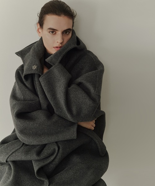 LE CIEL BLEU グレー フード付きロングコート LE CIEL BLEU（ルシェルブルー） コート アウター 「再入荷」フード