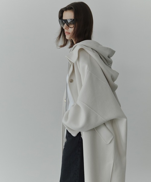 ★25AW★新品未使用　ルシェルブルー　フードダブルフェイスコート　グレー36 25AW完売☆未使用 ルシェルブルー フードダブルフェイスコート グレー