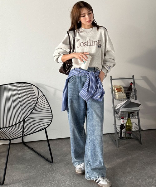 「classicalelf」 スウェットカットソー LARGE チャコール レディース_画像5