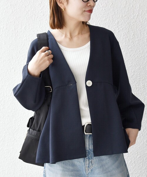 SHIPS any ジャケット ノーカラージャケット any:「手洗い可能