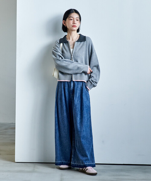 FREAK'S STORE（フリークスストア） カーディガン ポロ襟 配色 ジップ