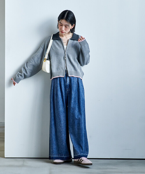 FREAK'S STORE（フリークスストア） カーディガン ポロ襟 配色 ジップ