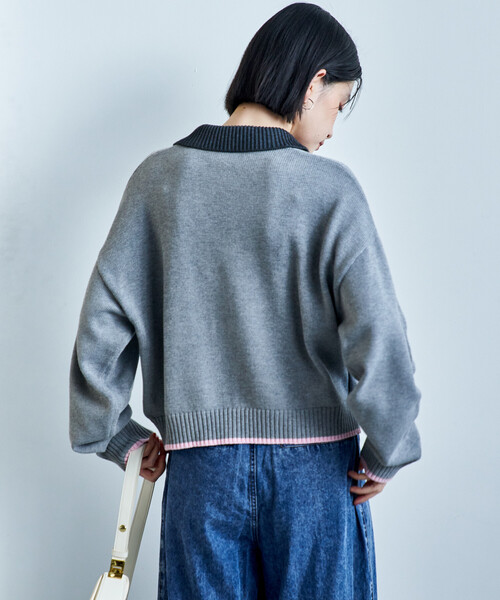 FREAK'S STORE（フリークスストア） カーディガン ポロ襟 配色 ジップ