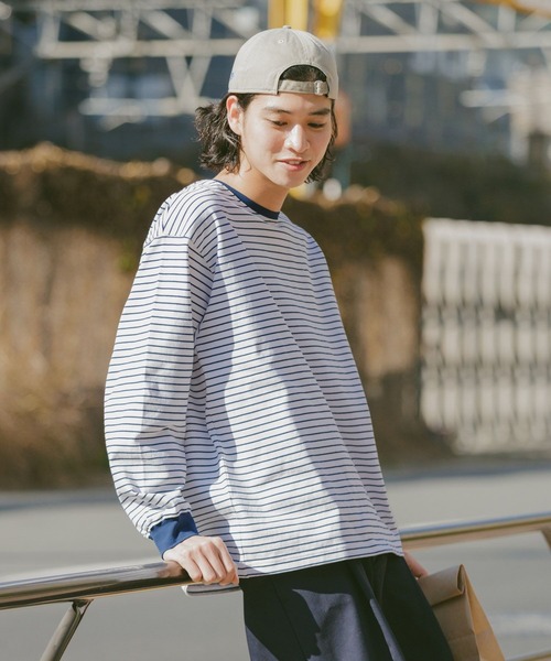 90s USA製 BALE DYED ボーダー 長袖Tシャツ ロンT ビンテージ 90s BALE