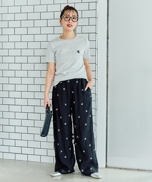 パンツ 限定展開　シアー 小花柄 刺繍 ルーズパンツ レディース | FREAK'S STORE | 06