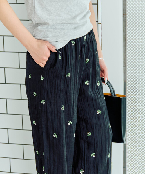 パンツ 限定展開　シアー 小花柄 刺繍 ルーズパンツ レディース | FREAK'S STORE | 10