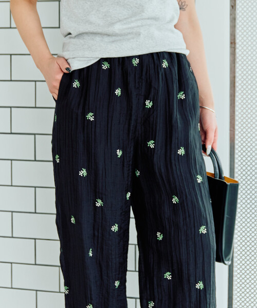 パンツ 限定展開　シアー 小花柄 刺繍 ルーズパンツ レディース | FREAK'S STORE | 11