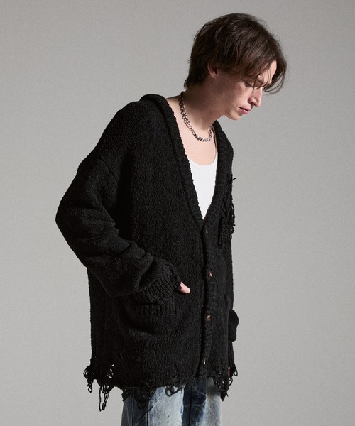 GRANCY カーディガン 「GRANCY」Damage Boucle Knit Cardigan
