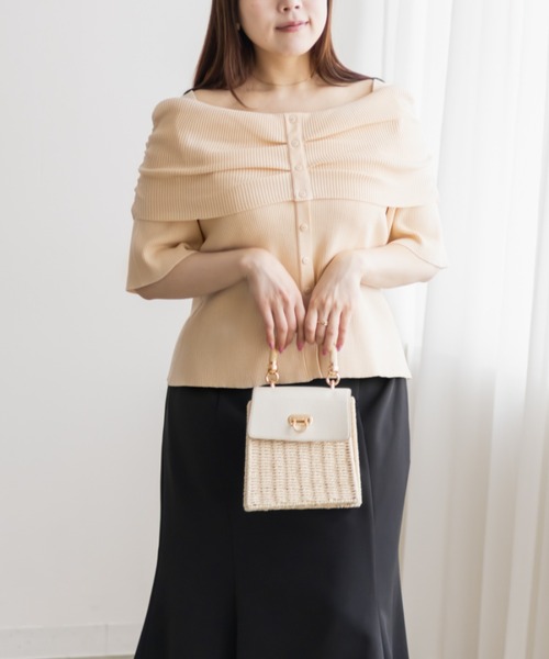 「CLETTE」 半袖ニット 3L ベージュ レディース_画像5