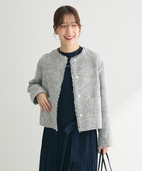 「ef-de」 ツイードジャケット MEDIUM アイボリー レディース_画像8