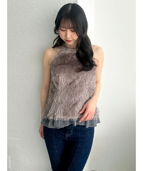 dosa〉コットン ノースリーブ チュニック dosa青系花柄ノースリーブ