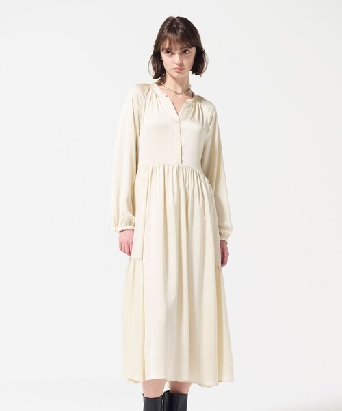 「GRACE CONTINENTAL」 長袖ワンピース 38 キナリ レディース_画像6