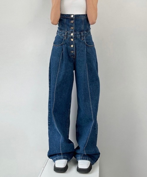 「LADY LIKE」 デニムパンツ L ブルー レディース_画像4