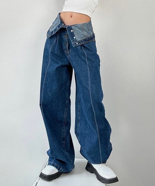 「LADY LIKE」 デニムパンツ L ブルー レディース_画像6