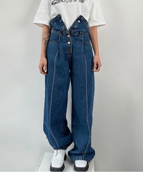 「LADY LIKE」 デニムパンツ L ブルー レディース_画像7