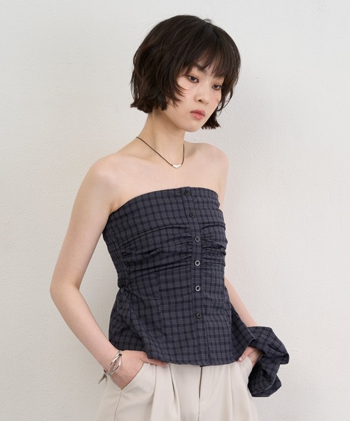 【CHANEL】ベアトップ・チューブトップ NUJOH チューブトップ ベアトップ Check Tube Top ＆ Hairband Set