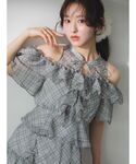 スカート シフォンギャザーフレアミニスカートの詳細画像3