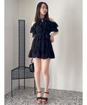 スカート シフォンギャザーフレアミニスカートの詳細画像4