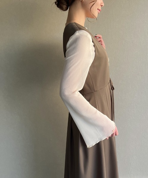 「junoah」 サロペットスカート LARGE グレイッシュベージュ レディース_画像4