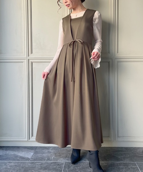 「junoah」 サロペットスカート LARGE グレイッシュベージュ レディース_画像6