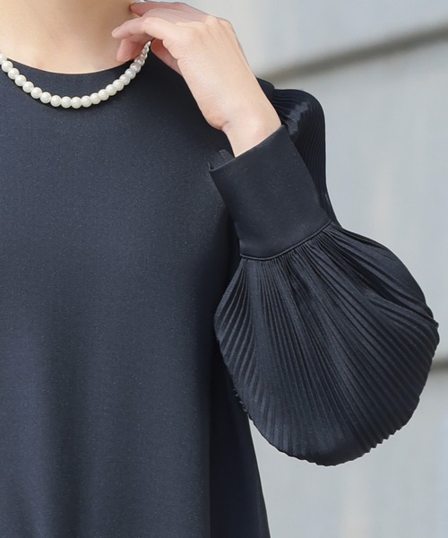 「Flolia」 長袖ワンピース M ネイビー レディース_画像2