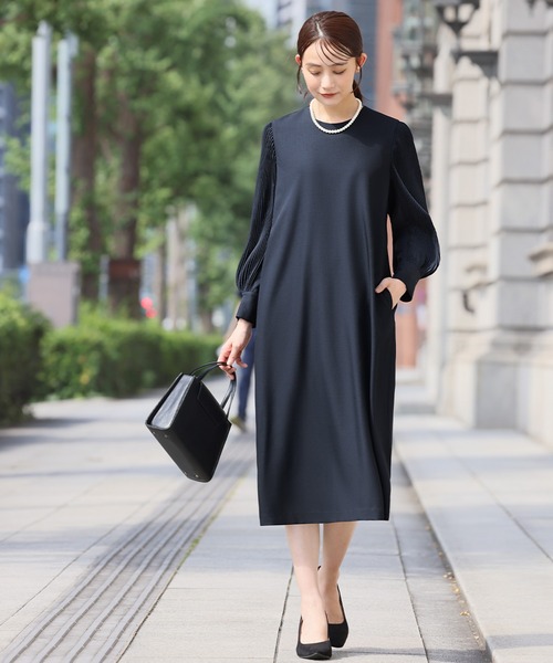 「Flolia」 長袖ワンピース M ネイビー レディース_画像4