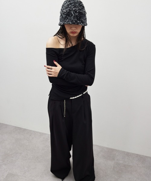 「HANNE」 長袖カットソー FREE ブラック レディース_画像4