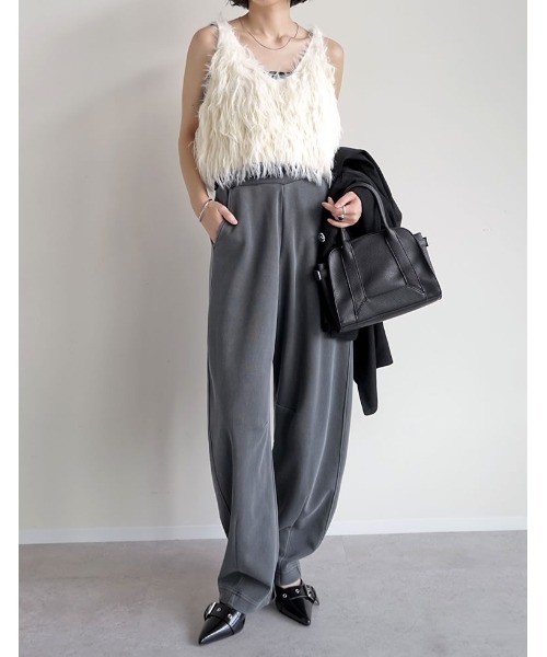 「Re:EDIT」 パンツ MEDIUM チャコールグレー レディース_画像9