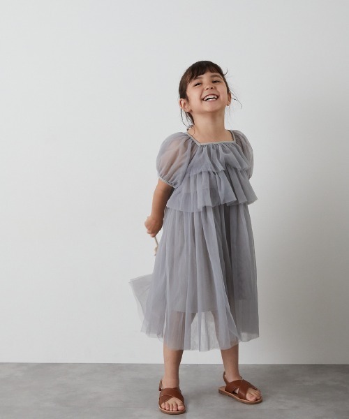 「riziere」 「KIDS」半袖ワンピース 140 グレー キッズ_画像6