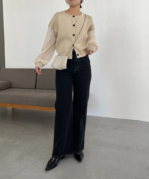 「CAPRICIEUX LE'MAGE」 ブーツカットデニムパンツ 38 ブルー レディース_画像3