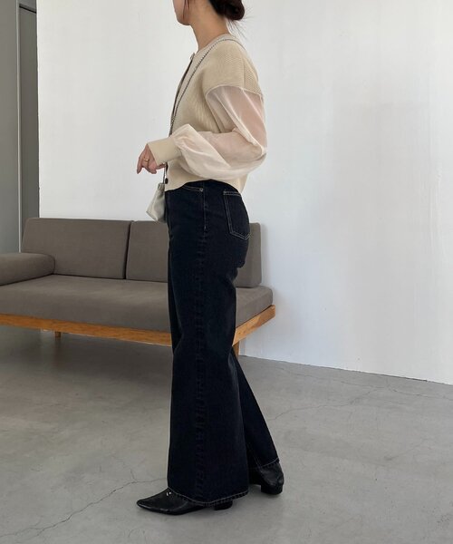 「CAPRICIEUX LE'MAGE」 ブーツカットデニムパンツ 38 ブルー レディース_画像5