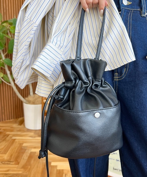 【訳あり】MOTHERHOUSE2WAY レザーバッグ ネイビー ショルダー 楽天市場】本革 2WAY 巾着 バッグ レディース ショルダーバッグ