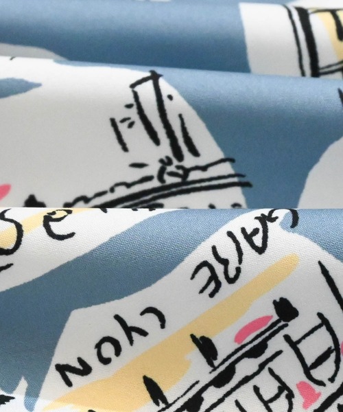 メンズ リーフ柄シャツ ドロップショルダー フルプリント T01474 シャツ ポリ総柄プリントドロップショルダーLSシャツ メンズ