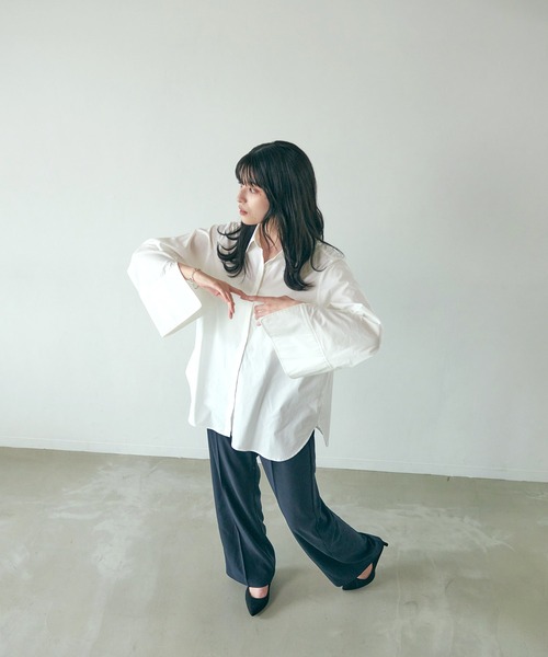 ブラウス シャツ 「ZOZO限定」Muaj.ベルスリーブスリットシャツ