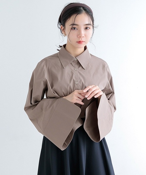 ブラウス シャツ 「ZOZO限定」Muaj.ベルスリーブスリットシャツ