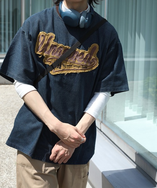 tシャツ 「HOOK」アメカジパッチワーク半袖ビッグTEE メンズ