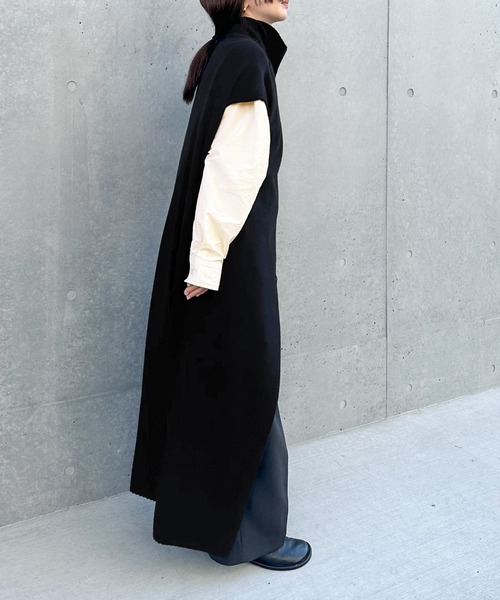 ワンピース センタースリットタートルニットロングワンピース