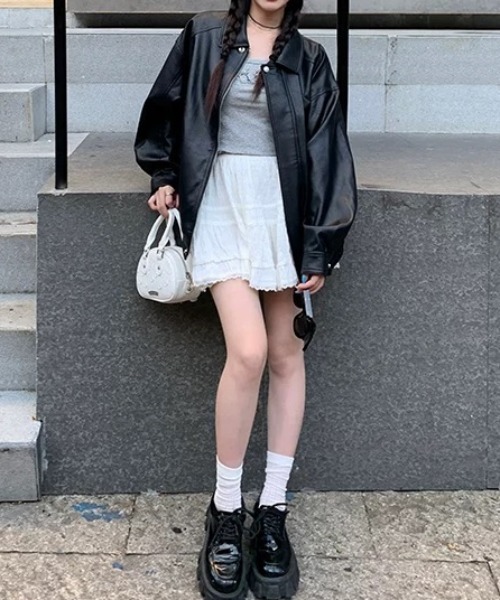 SHEENA（シーナ） ブルゾン アウター オーバーサイズフェイクレザー