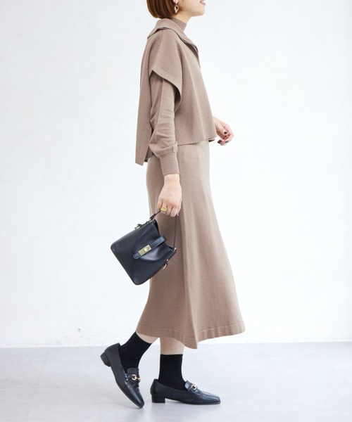 Chez toi ワンピース ハーフZIPプルオーバー×ニットワンピース