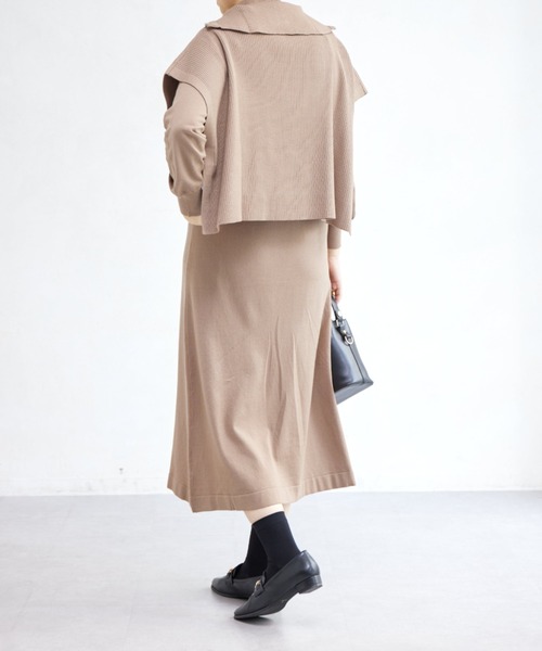 theredthread ワンピース Chez toi（シェトワ） ワンピース スエード×リブハイネックワンピース