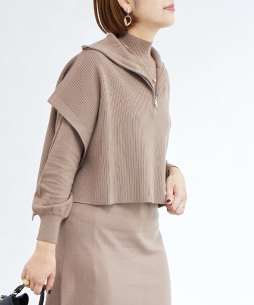 Chez toi ワンピース ハーフZIPプルオーバー×ニットワンピース