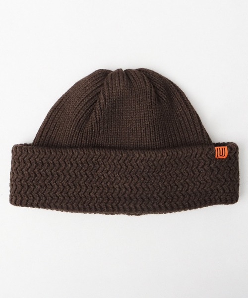 極美品  Deuxieme Classe ニットキャップ  ニット帽　ブラウン R ニット帽 ブラウン 二つ折り ニットキャップ 帽子 刺繍