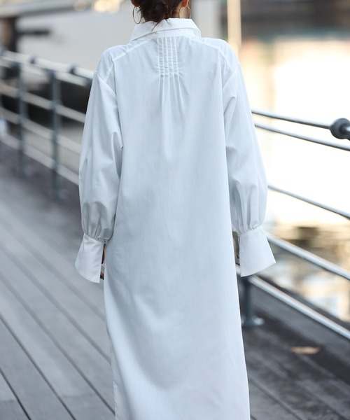 ワンピース Bonjour BONJOUR SAGAN | バックピンタックロングカラーシャツワンピース